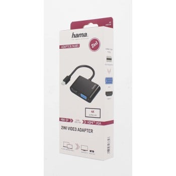 Adaptador de vídeo, 2 en 1, conector Mini-DisplayPort - puerto VGA y HDMI, Ultra-HD 4K
