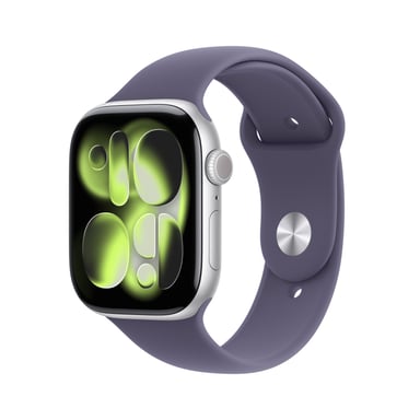 Apple Watch Series 11 GPS + Cellular 46mm Boitier en Aluminium Argent avec Bracelet Sport Brume Violette - S/M