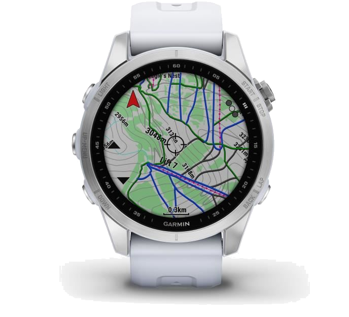 Montre GPS connectée - GARMIN - F?nix 7S - Argent avec bracelet blanc