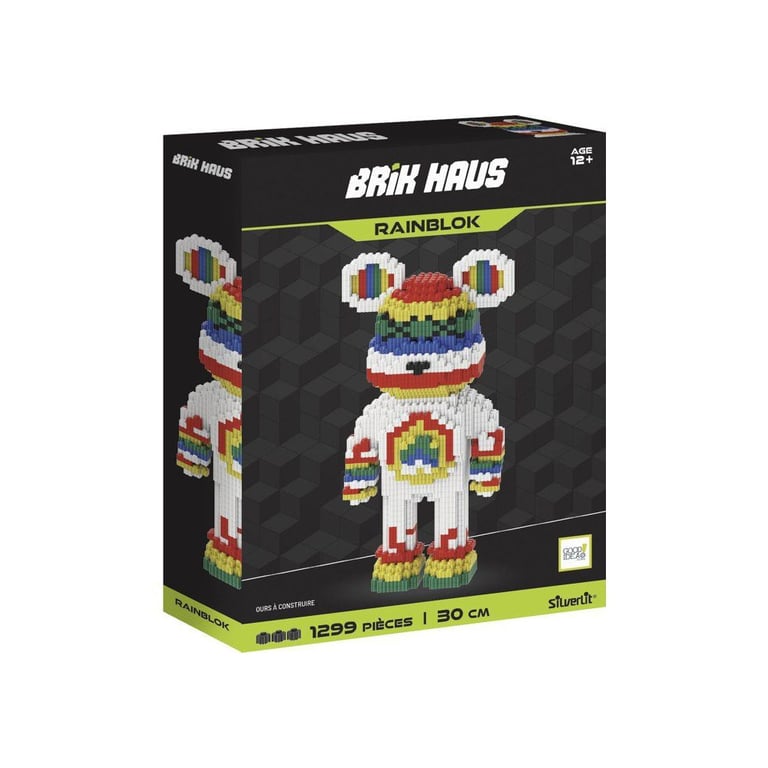Jeu de construction déco Silverlit Brik Haus Ours XL Rainblok 1 200+ pièces Système d'assemblage par clips Noir - Neuf