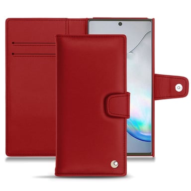 Housse cuir Samsung Galaxy Note10 - Rabat portefeuille - Rouge - Cuir lisse