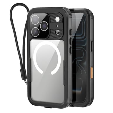 Coque MagSafe iPhone 17 Pro Max Modèle ShellBox Étanche IP68 avec Dragonne Noir