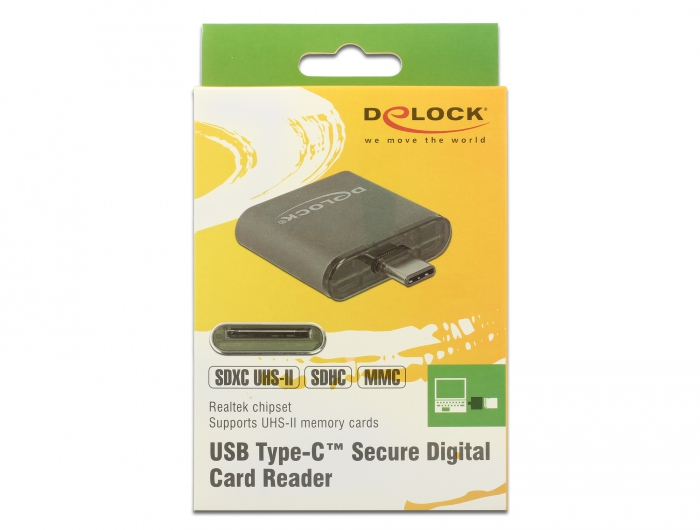 Cardreader Usb c Sdhc / Sdxc Uhs ii / Mmc Single Slot Delock - vue 3