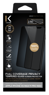 Protection d'écran Privée en verre trempé (100% de surface couverte) pour Apple iPhone XS Max/11 Pro Max, Noir