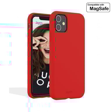 Custodia Premium in silicone rosso per Apple iPhone 14 Plus - 100% silicone e microfibra - compatibile con Magsafe - rinforzata e ultra morbida