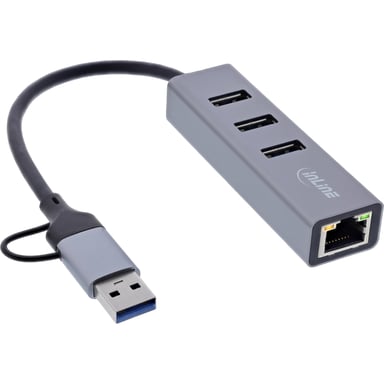 InLine 33380S hub & concentrateur USB 3.2 Gen 1 (3.1 Gen 1) Type-A + Type-C 5000 Mbit/s Gris