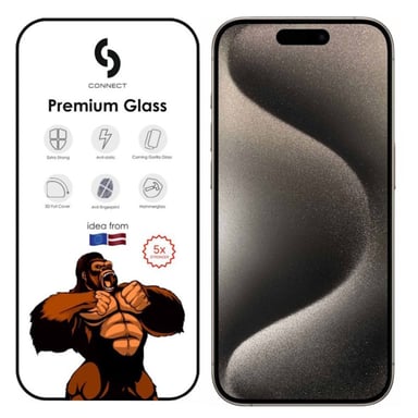 Corning Gorilla Ultra Strong 3D Glass per Apple iPhone 15 Nero
