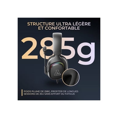 Casque gaming filaire THE G-LAB KORP MERCURY RGB micro rétractable noir