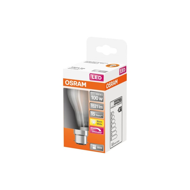 Ampoule LED OSRAM Verre dépoli variable b22 1521lm chaud