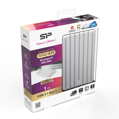 Silicon Power Armor A75 disque dur externe 1 To 2.5'' USB Type-C 3.2 Gen 1 (3.1 Gen 1) Argent