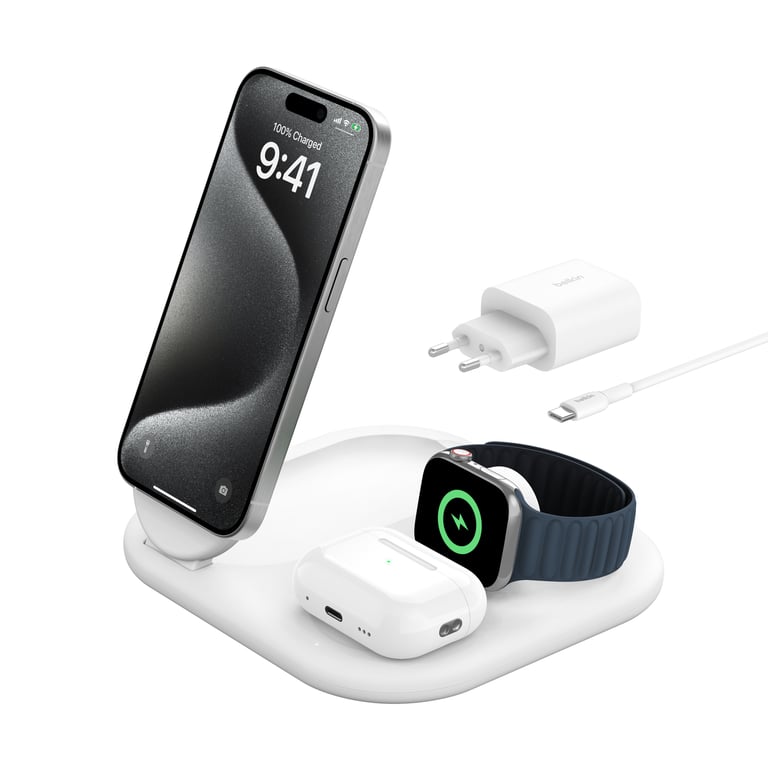 Belkin BoostCharge Casques, Smartphone, Smartwatch Blanc USB Recharge sans fil Charge rapide Intérieure - Neuf