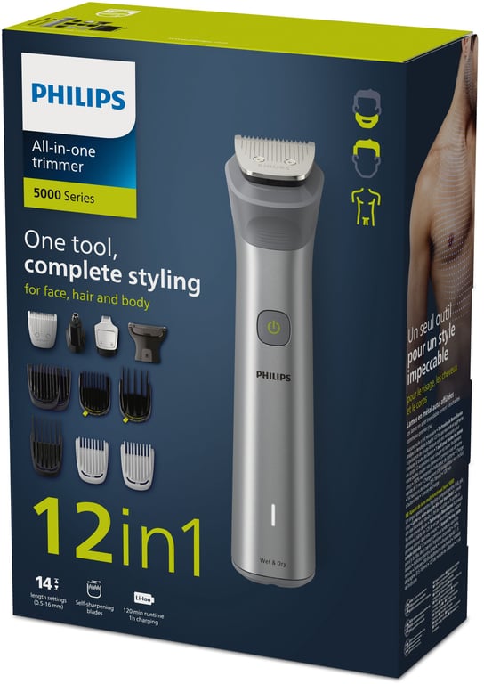 Philips Series 5000 Tondeuse tout en un tondeuse multistyle 12 en 1 pour le visage la tête et le corps modèle MG595015 - vue 4