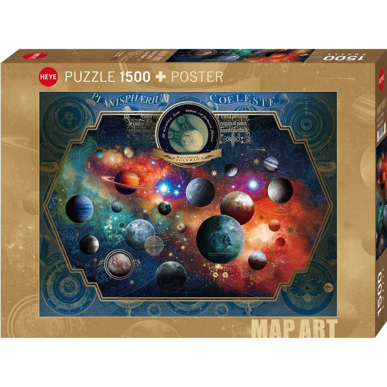 Puzzle 1500 pièces Heye Map Art Space World - vue 2