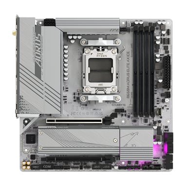 GIGABYTE B650M AORUS ELITE AX ICE Carte mère - AMD Ryzen série 9000, VRM 12+2+2 phases, jusqu'à 8000 MHz DDR5 (OC), 1xPCIe 5.0 + 1xPCIe 4.0 M.2, LAN 2,5 GbE, WIFI 6E, USB 3.2 Gen 2x2