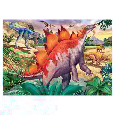Puzzle educativo 2x24 pezzi: Mammut e dinosauri per bambini
