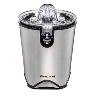 ROMMELSBACHER Exprimidor ZP 60/E ? Motor potente/silencioso, colador de acero inoxidable, pico vertedor plegable, sistema antigoteo, 2 conos de prensado (para frutas pequeñas y grandes), 100 W, acero