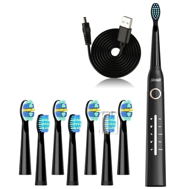 Brosse à dents électrique sonique avec 5 modes de nettoyage Black