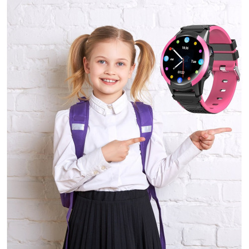 Montre connectée GPS pour enfants rose