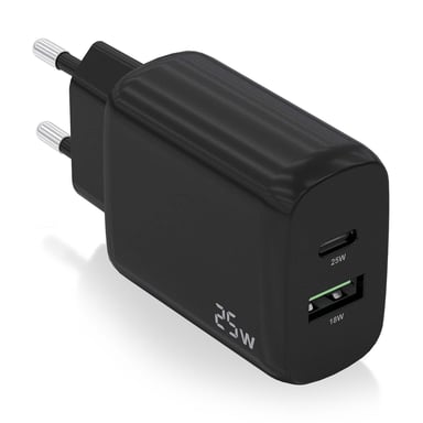 Chargeur Aisens 25W - 1xUSB-C PD3.0 - 1xUSB-A QC3.0 - Couleur Noir