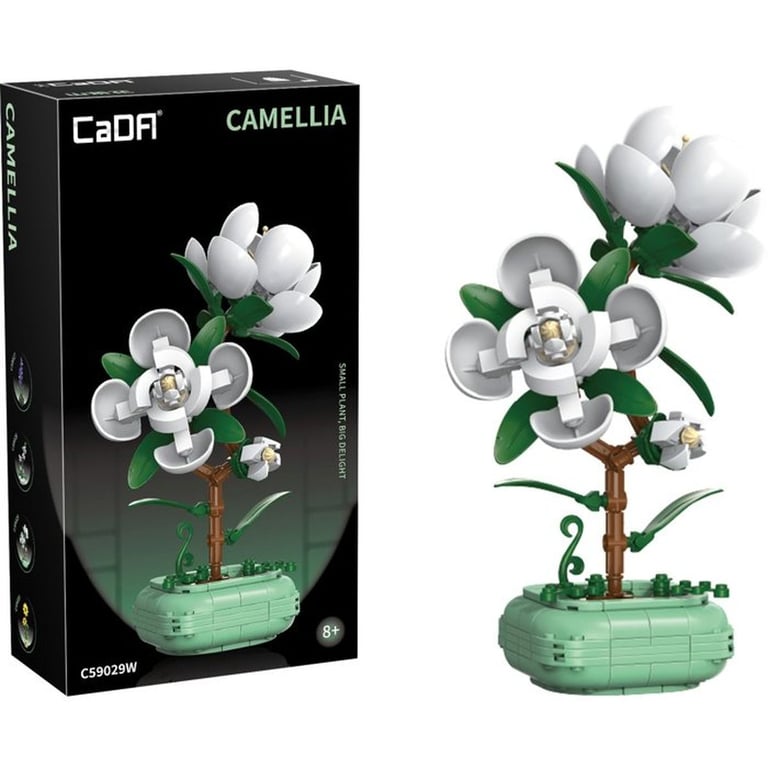 Cada Jeu de construction Camellia en pot 301 pièces Modèle décoratif 23 cm sur base