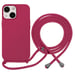 Coque pour iPhone 13 en TPU Premium Color Lace avec Cordon Tour de Cou Bordeaux