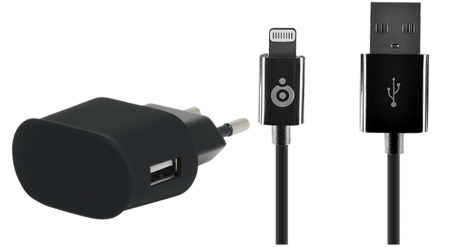 Chargeur secteur 1A noir connectique Lightning