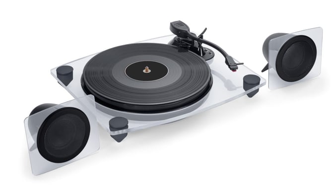 BIG BEN TD115CSPS - Conjunto de giradiscos y altavoces inalámbricos - Giradiscos de 33 y 45 rpm - 2 altavoces inalámbricos - Acabado acrílico