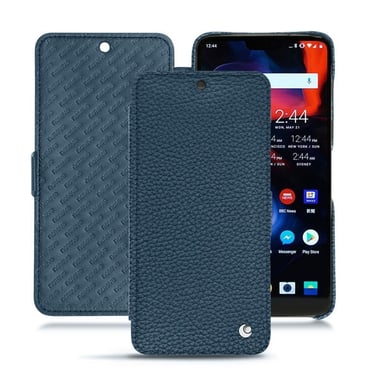 Funda de piel OnePlus 6 - Solapa horizontal - Azul - Piel granulada