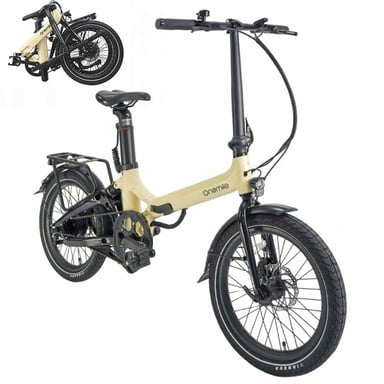Vélo électrique pliable Onemile E1P, 250 W, 36 V 10 Ah, 25 km/h, couleur champagne.