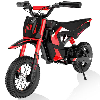 EVERCROSS TECH Moto Électrique pour Enfants 3-12 Ans 300W 25KM/H 3 Niveaux de Vitesse Pneu 12' Cadeau idéal Rouge