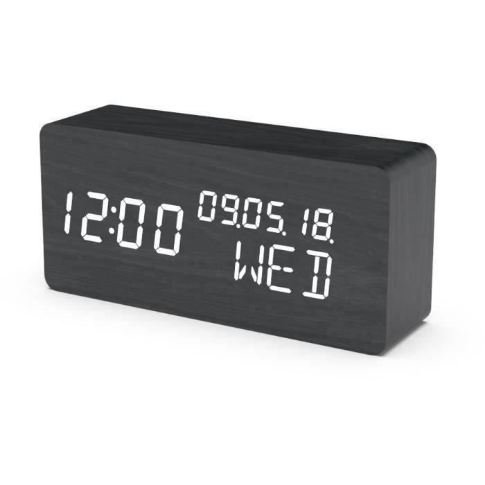 Réveil 4 en 1 EVOOM Modèle WOOD Horloge Thermomètre Calendrier Couleur Naturel Radio numérique - vue 4
