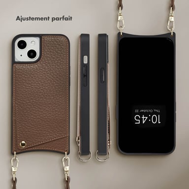 Selencia Coque de télephone Nova avec cordon et porte-cartes pour Apple iPhone 14 / 13 - Mocha Brown
