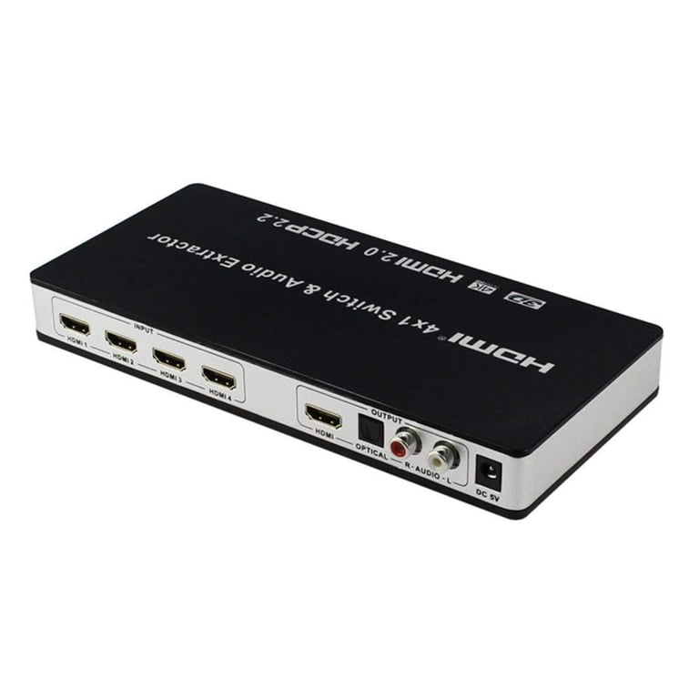 INF Commutateur HDMI 4x1 et répartiteur audio UHD 4K 3D HDMI 2.0 ARC Toslink+RCA