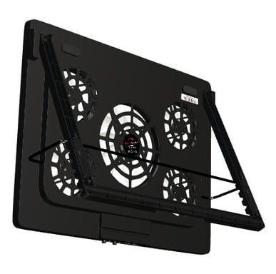 Mars Gaming MNBC2, Base Refrigeradora y Stand para Portátiles Hasta 17.3”, Iluminación LED Roja, 5x Ventiladores UA5, Regulable 6 Posiciones, Estructura Acero, Rejilla Aluminio, 2x USB 2.0, Negro