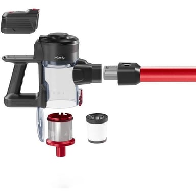 H.Koenig UP600 Aspiradora escoba Batería Secar Ciclónico Sin bolsa 0,8 L Negro, Rojo 2,2 Ah