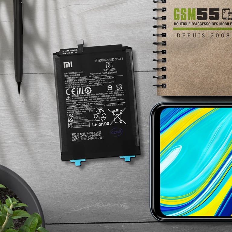 Batterie Interne Xiaomi Redmi Note 9S 5020mAh Original BN55 Service Pack Neuf - vue 3