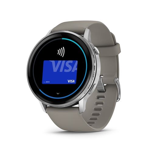 Venu 4 - Montre connectée 45 mm, GPS intégré en Acier et Silicone - Noir et Argent - Neuf