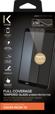 Protection d'écran en verre trempé (100% de surface couverte) pour Xiaomi Redmi 7A, Noir