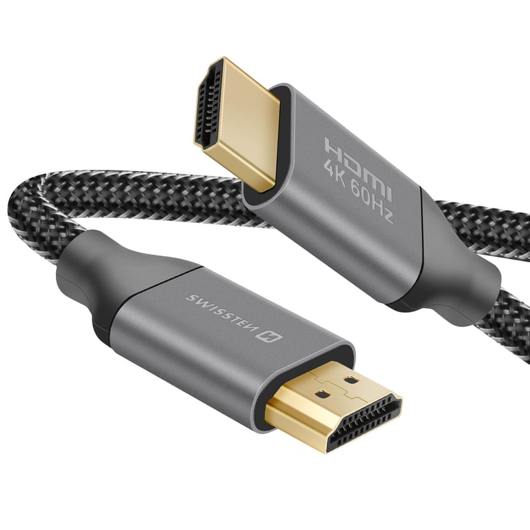 Swissten Câble HDMI 2.0 Ultra HD 4K 60Hz Nylon Tressé 2m Connecteurs Plaqués