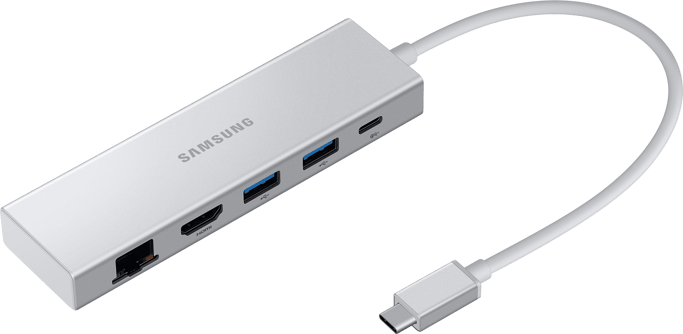 Adaptador multipuerto 5 en 1 USB C a USB A/ USB C/ HDMI/ ETHERNET 0,2m Samsung Gris