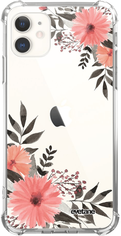 Evetane Coque Apple iPhone 11 anti-choc souple angles renforcés transparente Motif Fleurs roses