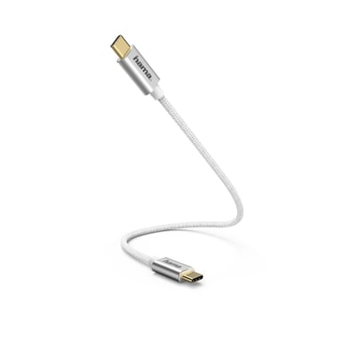 Cable de carga/datos, USB Type-C - USB Type-C, 0,2 m, blanco