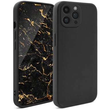 Moozy Minimalist Series Coque en silicone pour iPhone 14 Pro Max, noir – Finition mate légère, coque de protection fine et souple en TPU avec surface mate