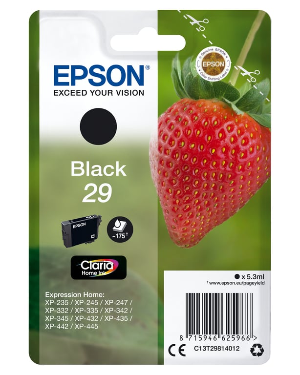 EPSON Cartouche d'encre T2981 noir - Fraise (C13T29814012) - Neuf