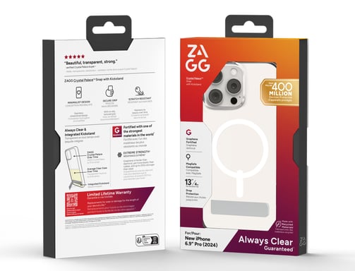 ZAGG Crystal Palace Snap w/Kickstand coque de protection pour téléphones portables 17,5 cm (6.9'') Housse Transparent Apple (brand) iPhone 16 Pro Max