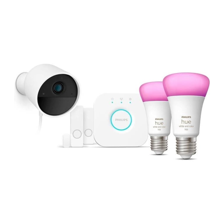 Pack de démarrage caméra de surveillance Philips Hue Secure intérieur extérieur + capteurs et ampoules E27 WCA - vue 2