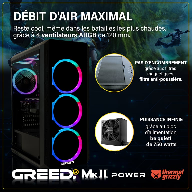 MK2 Power - PC Gamer - Intel Core i7 12700F - AMD Radeon RX 9070 - Rapide Bureau PC Gaming - 4K & Raytracing avec 32 GO RAM DDR4 - 1 TO SSD - Ordinateur avec WiFi + Windows 11 Pro - Neuf
