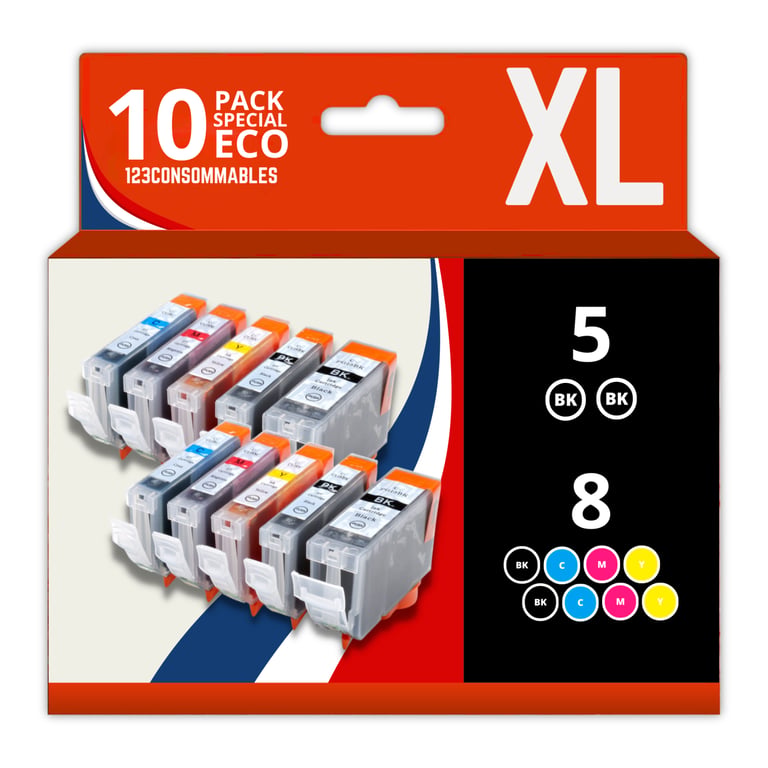 Pack 10 cartouches compatibles CANON PGI 5CLI 8 Neuf