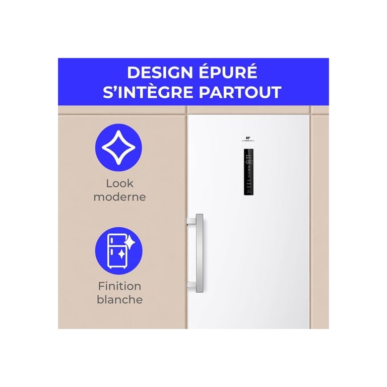 Congélateur armoire CONTINENTAL EDISON CECUF300NFWD 329 Classe D Affichage digital 595 x 648 x 185 cm - vue 4