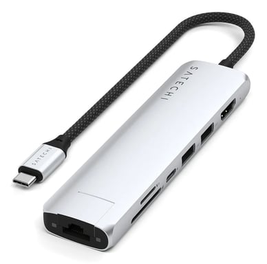 Satechi Hub 7 ports 10 Gbit/s modèle ST-P7SS USB-C HDMI Ethernet aluminium